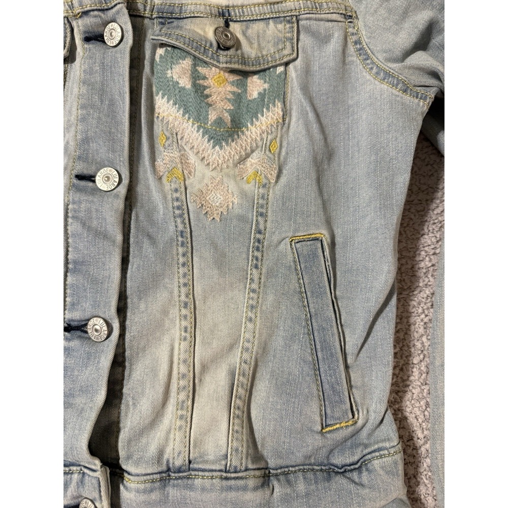 LulaRoe Denim Jacket Women's XS Embroidered Harvey Design Southwestern Aztec - Picture 5 of 11